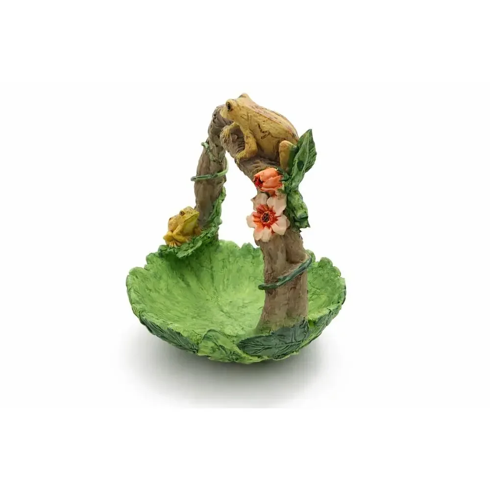 Whimsical Frog & Lily Pad Resin Decorative Basket - Cottagecore Home Decor